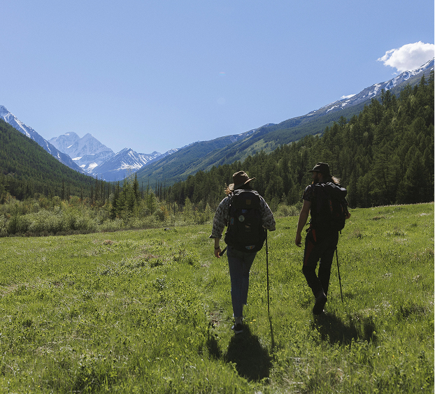 People hiking outside